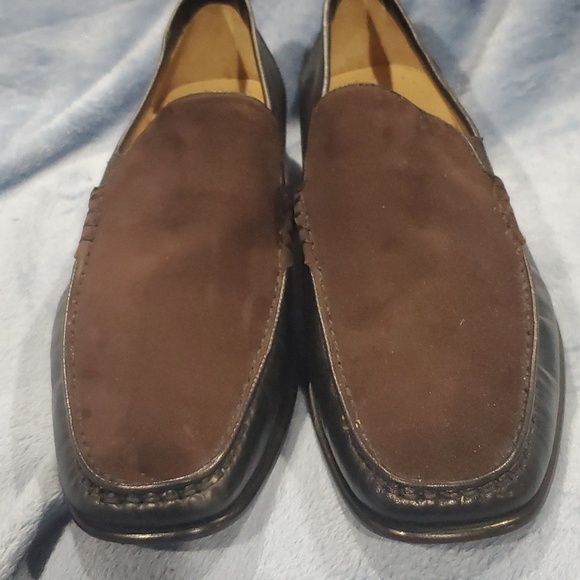 Men Neiman Marcus brown and black suede leather loafer